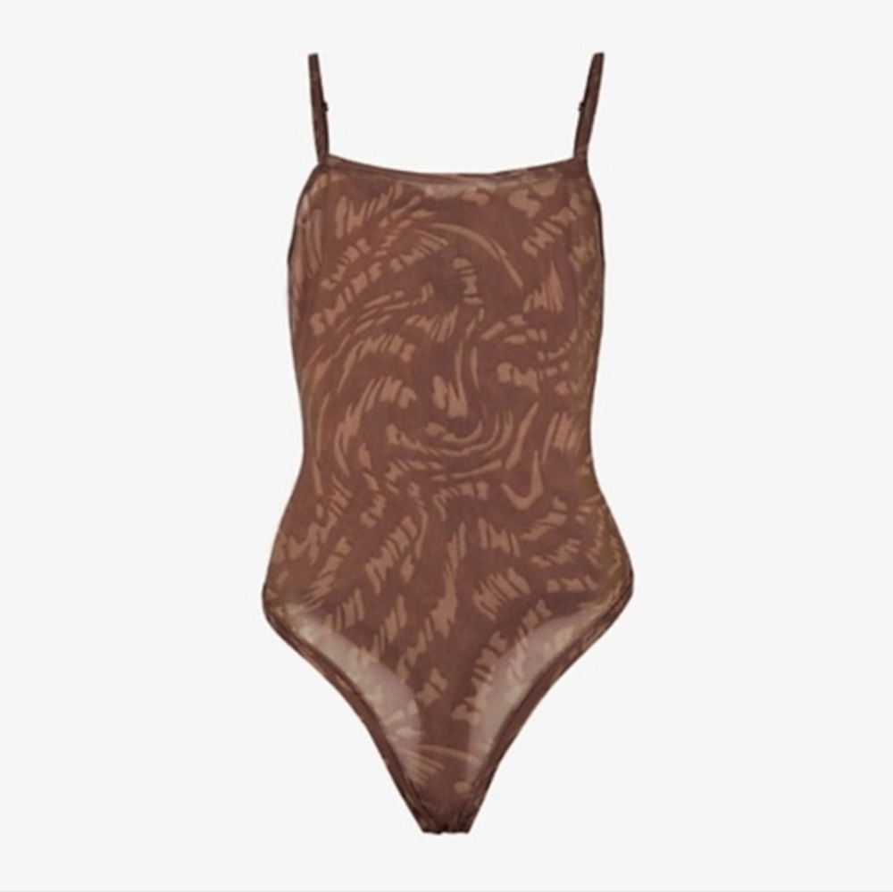 Skims Summer Mesh Strappy Bodysuit in Latte Swirl/ 4X/ NWT